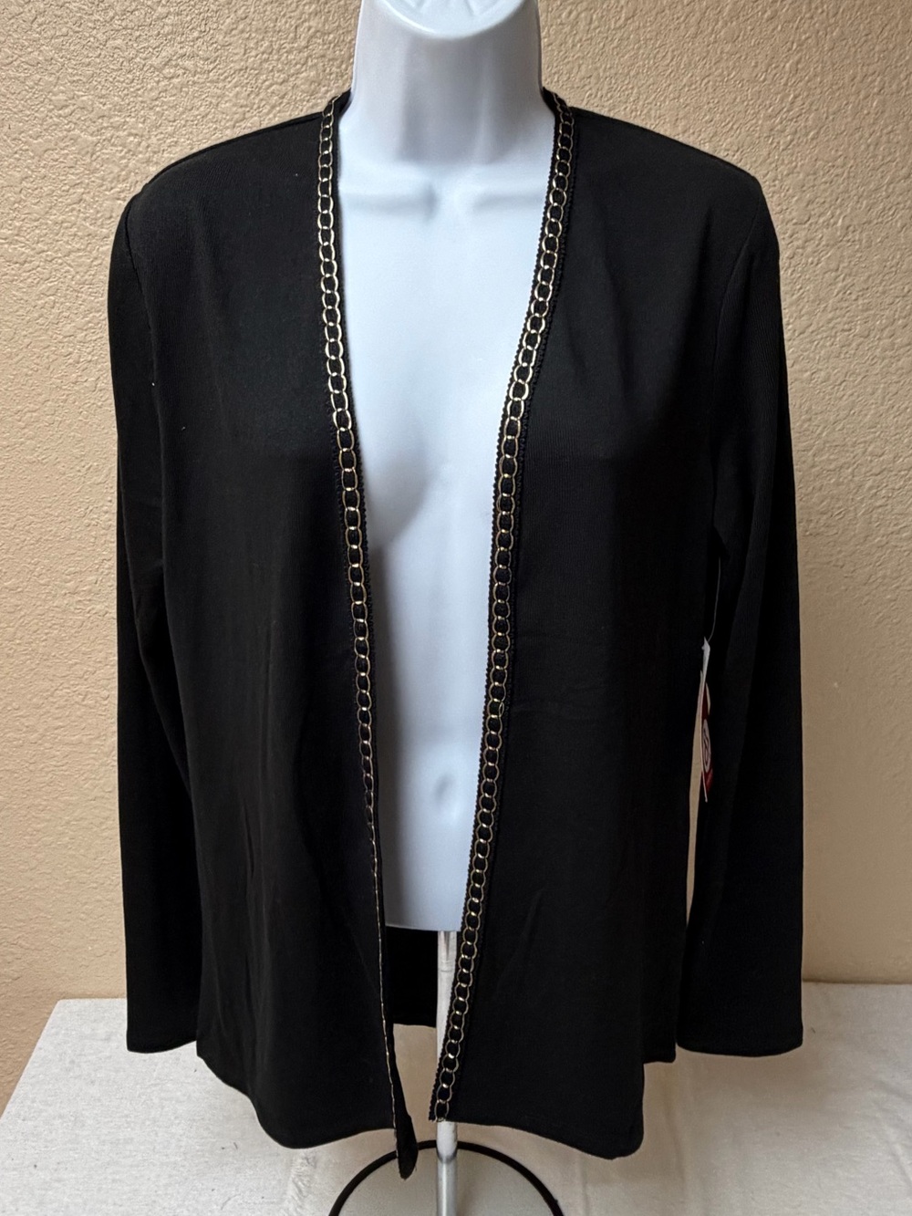 4/$20 89th & Madison Black Open-Front Women's Jacket with Chain Trim